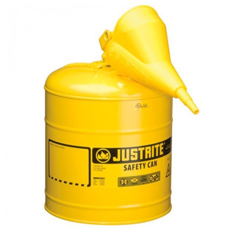 bidon de seguridad justrite tipo 1 de acero amarillo cap 5 gal cembudo