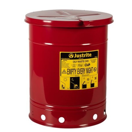 bote justrite de acero rojo tapa manual 10 gal presiduos aceitosos