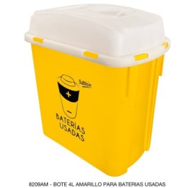 bote de basura sablon 8209am amarillo p/pilas y baterias usadas de 4 l