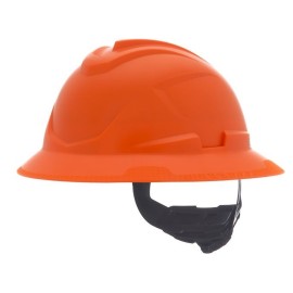 casco msa vgard c1 de polietileno de alta densidad naranja de ala completa no ventilado suspension de 4 puntos cajuste fastrac 