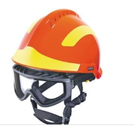 casco msa gallet f2 xtrem naranja flurorescente ventilado barbiquejo de 3 puntos goggles responder portalmpara y stickers en am